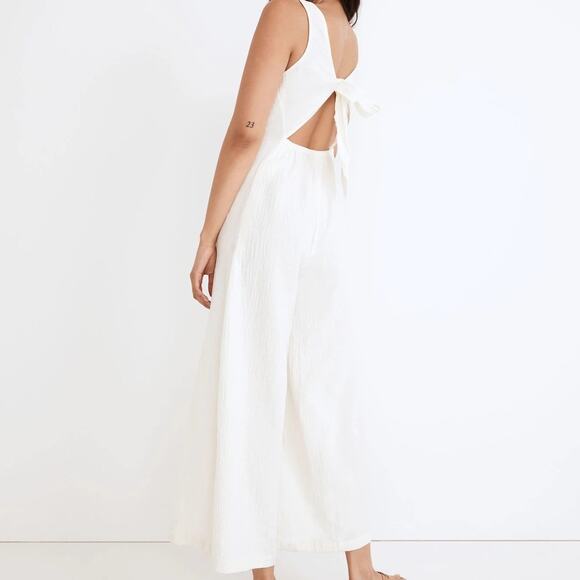 Madewell NWT Lightestspun Tie-Back White Cotton Gauze Cover-Up Jumpsuit Small - Picture 5 of 10